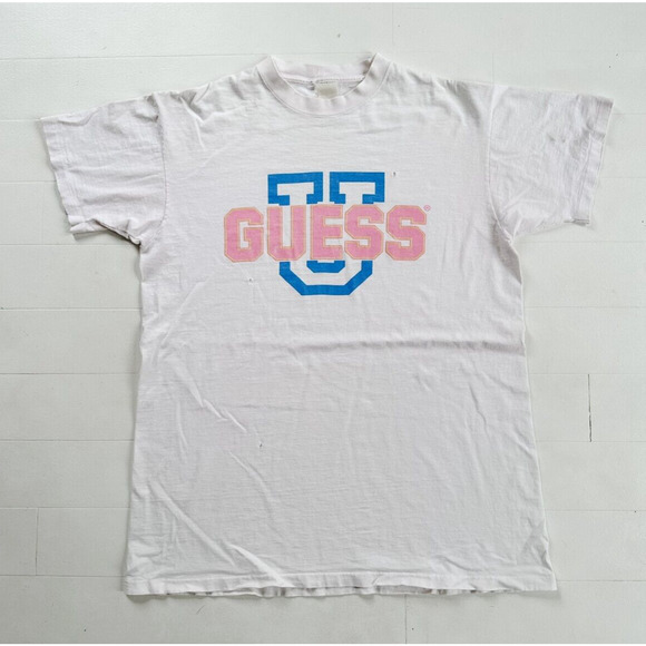 Vintage 90s Guess U Single Stitch Pink T-Shirt XL 24 x 31 - Picture 1 of 6